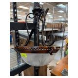 Bronze Tone and Glass Hanging Light Fixture