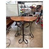 Wood-Top Iron Base Accent Table