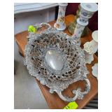 Ornate Metal Serving Tray with Filigree Design