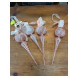 4 Pink Glittered Christmas Ornaments