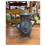 Silver-Plated Ornate Teapot with Lid