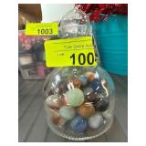 Glass Dome With Assorted Marbles