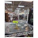 Glassware and Metal Tray