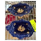 Two Limoges Castel Blue Porcelain Dishes