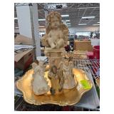Angel Figurines with Gold Tray
