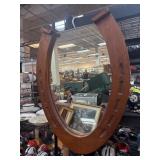 Wooden Horseshoe-Shaped Mirror
