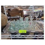 Glass Bottles and Tray with Decorative Goblets