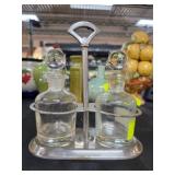 Glass Decanter Set with Metal Holder