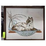 Framed Needlepoint of Siamese Cats