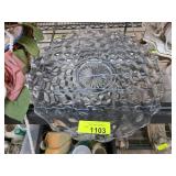 Pressed Glass Plate with Diamond Pattern