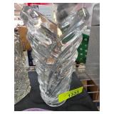 Clear Glass Vase with Chevron Detail