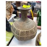 Carved Ceramic Vase With Floral Detailing