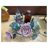 Decorative Lot Including Roses and Glass Items
