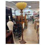 Wooden Floor Lamp With Yellow Glass Shade