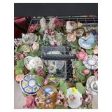 Teacup Wreath with Floral Decor and Saucers