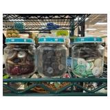 Three Glass Jars Filled with Assorted Buttons
