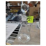 Cut Glass Cruet with Stopper and Etched Design