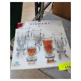 6 Bohemia Diamant Glass Mugs