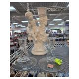 Princess House Crystal Candleholders and Ceramic F