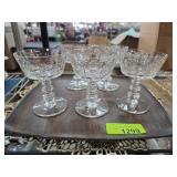 Five Etched Glass Coupes With Ornate Stems
