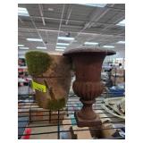 Decorative Cast Iron Urn and Mossy Pot