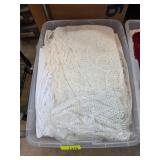 Plastic Bin With Assorted Lace Linens