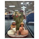Handcrafted Clay Nativity Scene with Cactus