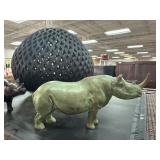 Bronze Rhino Figurine With Patina Finish