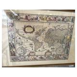 Framed World Map Art Print With Decorative Border