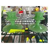 Jadeite Green Glass Candlestick Holders