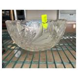 Cut Glass Bowl with Floral and Leaf Motif