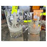 Mary Gregory Glass Tumblers with Painted Designs