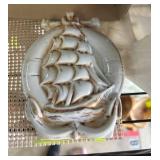 Ceramic Wall Plaque of Ship with Made in Japan Mar