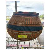 Handwoven Bolga Basket with Multicolor Design