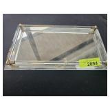 Rectangular Glass Tray With Metal Accents