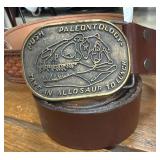 Brown Leather Belt With Dinosaur Buckle