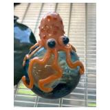 Glass Octopus Figurine With Orange Details