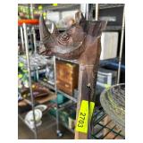 Wooden Walking Stick With Rhino Head Carving