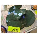 Green Ceramic Lily Pad Frog Art Sculpture