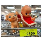 Vintage Rubber Doll and Dog Figurine Set