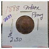 1888 Indian Head Penny in Card Holder