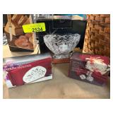 Crystal Bowl, Napkin Holder, and Rings Set