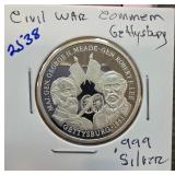Civil War Gettysburg .999 Silver Coin