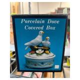 Porcelain Dove Covered Box With Floral Accents