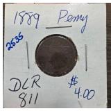 1889 Indian Head Penny in Card Holder