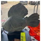 Large Chinese Koi Metal Fish Sculpture on Base