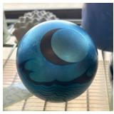 Signed Iridescent Art Glass Sphere by Steven V. Co