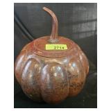 Hammered Metal Pumpkin Container With Lid