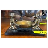 Bronze Figural Bowl on Black Base