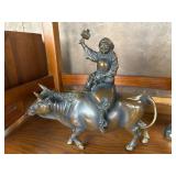 Bronze Sculpture of Chinese Man on Bull